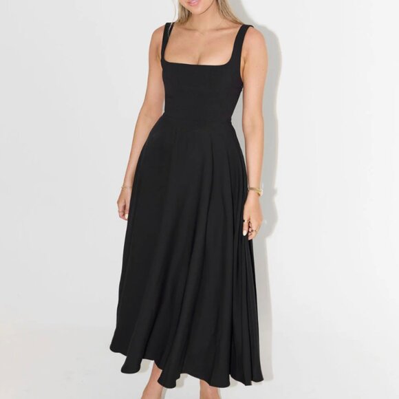 NWT Oddmuse The Ultimate Muse High Waist Square Neck Midi Dress - Picture 2 of 5